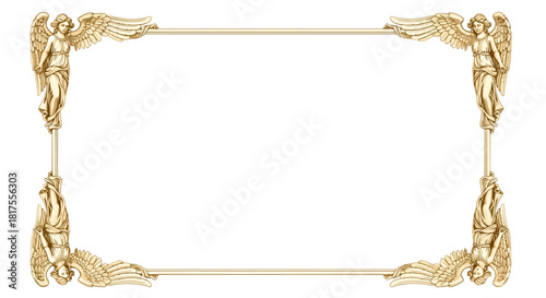 Ornate golden frame with angel figures at each corner creating a decorative border design element