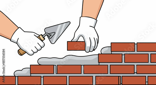 Cartoon bricklaying icon