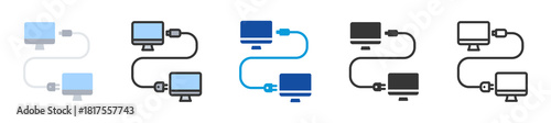 cable connection icon set multi style various collection