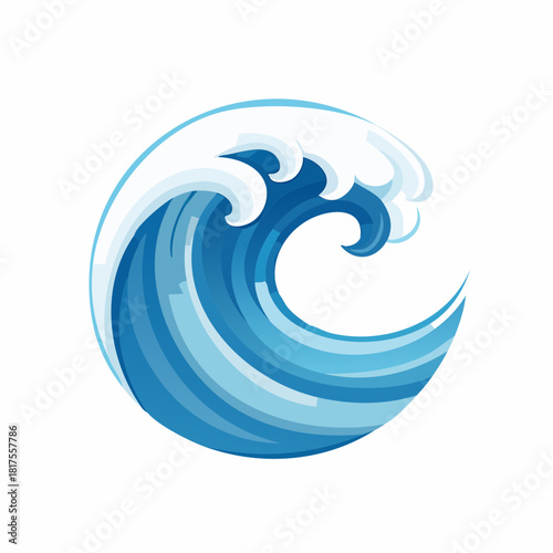 Ocean Wave Icon Coastal Blue Wave Graphic in Circular Design for Maritime Projects