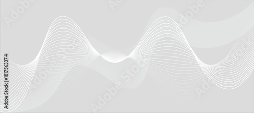 White Abstract Wavy Lines on Light Gray Background – Minimalist Flow Design