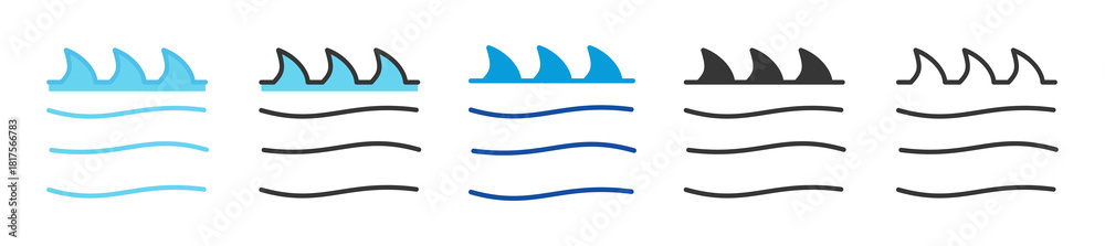 Fototapeta premium sea wave icon set multi style various collection