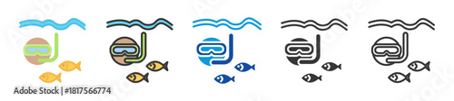 underwater icon set multi style various collection