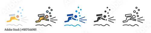 dive light icon set multi style various collection
