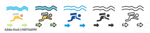 drift dive icon set multi style various collection
