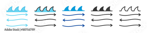 tidal current icon set multi style various collection
