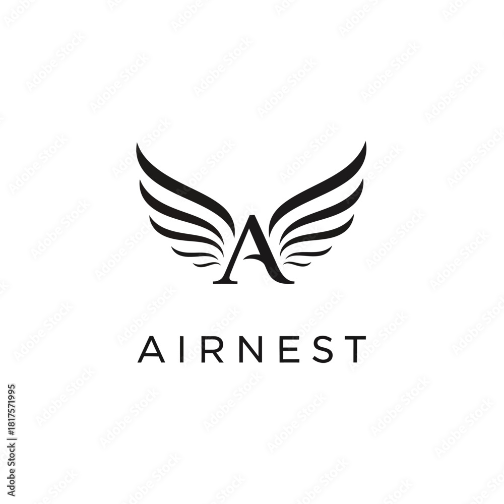 Obraz premium Winged Letter A Logo Design for Airnest Brand.