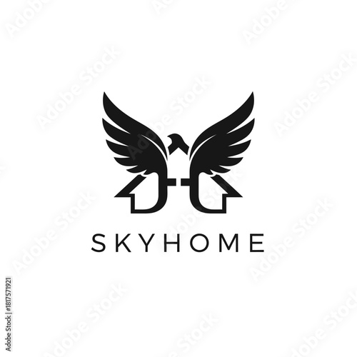 Skyhome logo with a stylized eagle and house elements, representing real estate and freedom.
