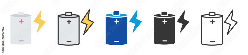 Obraz premium electricity storage icon set multi style various collection