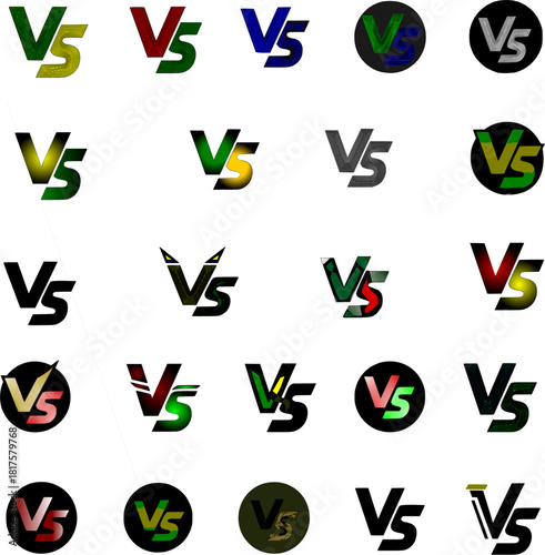 Versus V/S attractive 23 vector set competition fight battle challenge championship duel match game sport background multicolor editable and can add colour and changeable