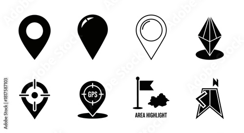 Collection of Location Pin Icons for Mapping and Navigation.