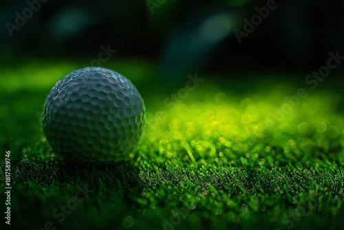 Close-Up Shot of Golf Ball on Verdant Green Grass in Natural Light: A Peaceful Scene of Leisure and Golfing Lifestyle with Soft Focus and Bright Background