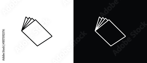 Book icons set in thin line style, open book icon. Isolated on a transparent and black background, vector illustration. Editable strokes.
