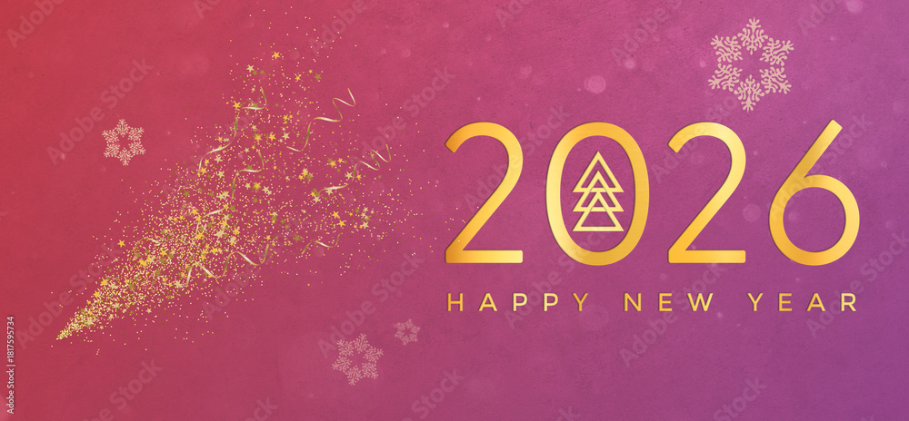 Naklejka premium Christmas card. Happy New Year 2026