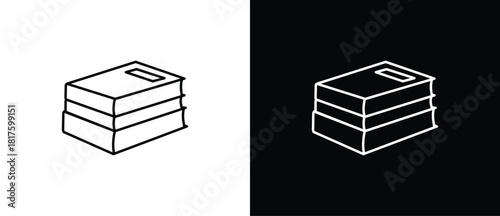 Simple book icon. Book icon set in thin line style, Isolated on transparent and black background, vector illustration. Editable strokes.
