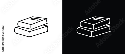 Simple book icon. Book icon set in thin line style, Isolated on transparent and black background, vector illustration. Editable strokes.