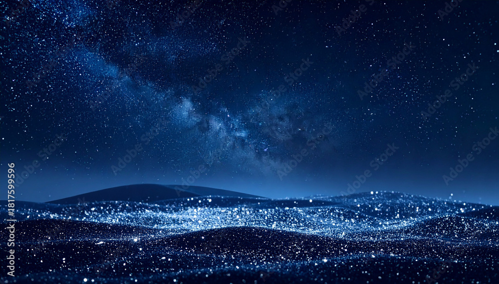 Fototapeta premium 天の川と青い星空 幻想的な夜景