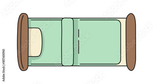 bed top view comfy bedroom setup with green bedding inviting sleep and relaxation in a minimal style home perfect for interior design mockups.