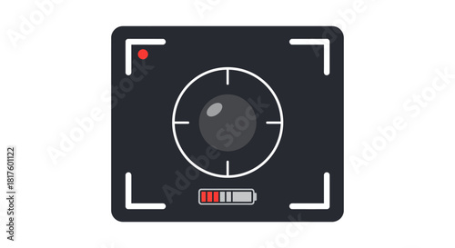 Camera recording display showing low battery status capturing moments for digital content perfect to showcase filming and power consumption.