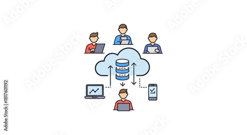 cloud computing network connecting people and devices data management illustrating digital transformation and modern technology perfect for tech blogs