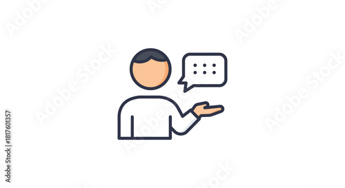 explaining communication concepts person presenting ideas in a speech bubble an illustration about presentation skills dialogue and education