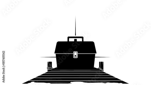 Vector illustration of black and white graphic illustration of a lunch box resembling a submarine on a path isolated on transparent background 