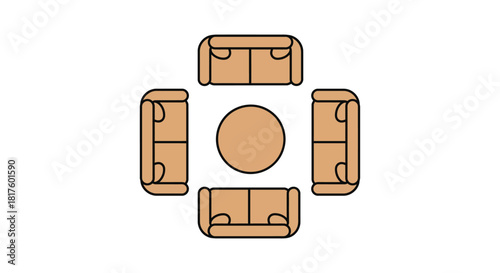 interior design layout showcasing living room arrangement with sofas around coffee table representing comfort decor planning and home furnishing ideas