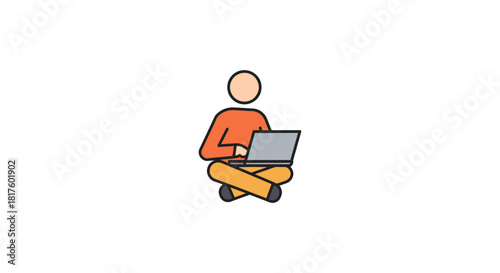 Person using laptop while sitting cross-legged working on a project illustrating remote work technology and productivity in an informal setting.