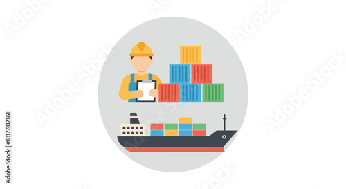 shipping logistics management supervisor with cargo ship and containers illustrating global supply chain efficiency  cargo transport for importexport needs
