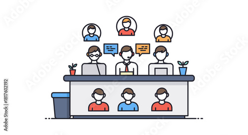 team meeting illustration virtual collaboration for business online communication between remote workers and colleagues perfect for web banner