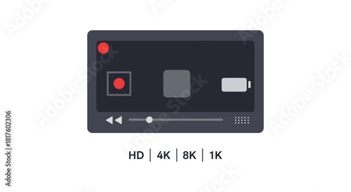 video player interface showcasing resolution perfect for tech blogs  tutorials recording and battery icons against a dark screen for clarity