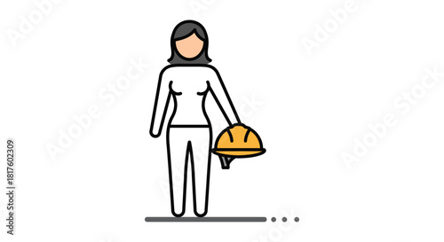 Woman construction worker holding hardhat ready for site job perfect for engineering blogs illustrating female empowerment and safe work practices in industry.