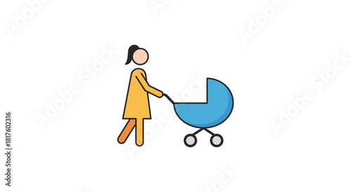 woman pushing baby stroller enjoying a leisurely walk in the park suitable for parenting blogs health and wellness content illustrating family activities.