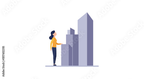 woman analyzing growth chart visualizing progress and strategy in a modern office setting conceptualizing market trends and business development