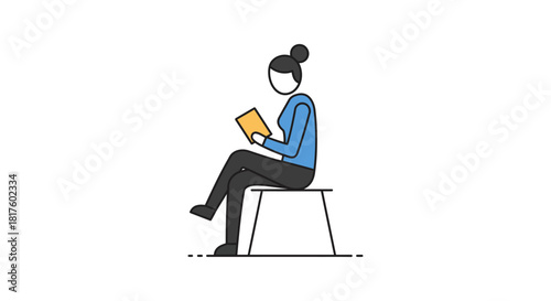 Woman reading book on chair engrossed in a story sitting in a minimalist setting ideal for blog posts about literature and relaxation.