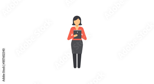 woman with tablet business professional using digital technology at the office for modern communications and efficient workflow.