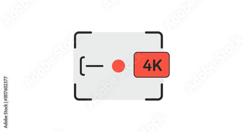4k recording resolution illustrating high-definition video capture with record button perfect for demonstrating video quality or display resolution.