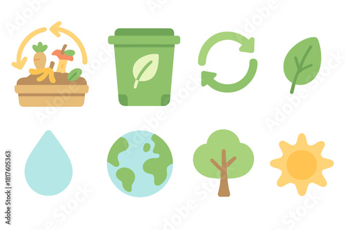 Eco-friendly, recycling outline icon set for sustainability and nature projects