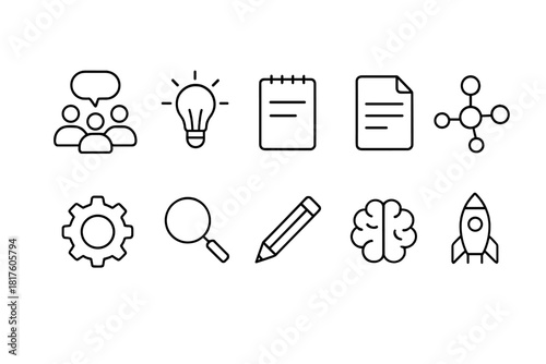 Business and technology outline icon set. Modern, innovative vector symbols pack.