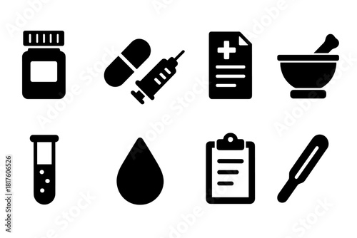 Kitchen and cooking solid icon set. Culinary, food preparation essentials collection