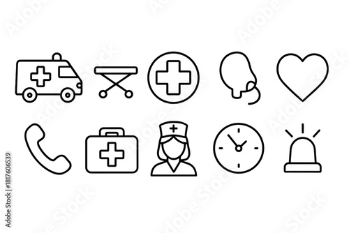 Medical and healthcare line icon set. Hospital, health services linear icons collection.