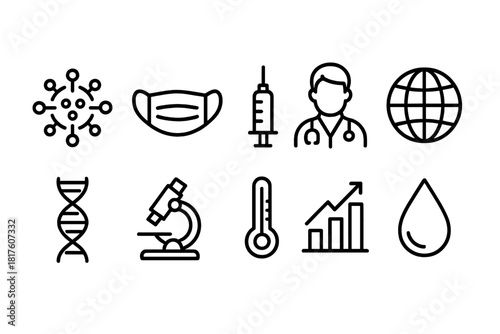 Medical and science line icon set. Health, biology, research linear icons collection