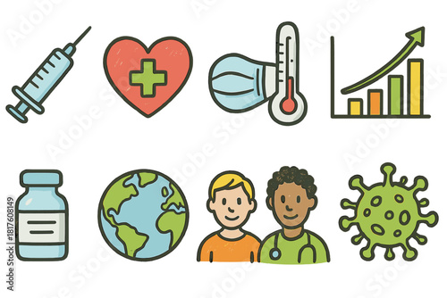 Healthcare, medical filled icon set. Health, medicine, virus icons in filled style