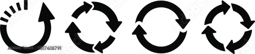 Four circular arrows illustrating different stages of rotation or repetition
