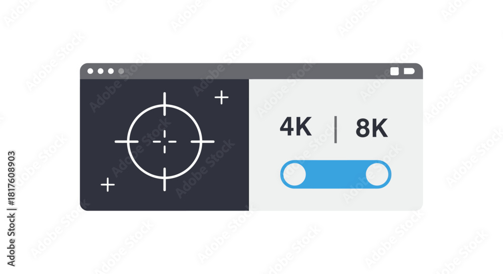 Fototapeta premium 8k resolution display showcasing a target next generation technology offering 4k to 8k video output for presentations and high definition video.