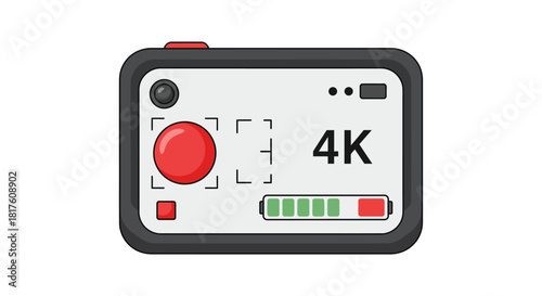 action camera displaying 4k recording with low battery for extreme sports vloggers and adventure enthusiasts filming on location outdoors.