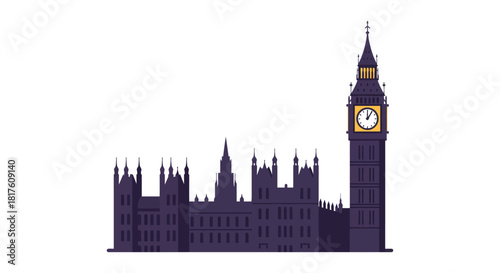Big Ben and Houses of Parliament illustration architectural landmark in London perfect for travel blogs depicting British culture and history London skyline