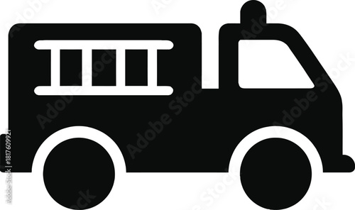 Fire Truck Icon Vector Illustration Emergency Vehicle Symbol Graphic Design Element Response and Rescue Services Silhouette
