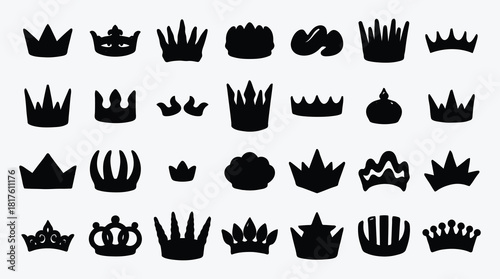 Collection of Various Crown Silhouettes for Royalty Power or Fantasy Design
