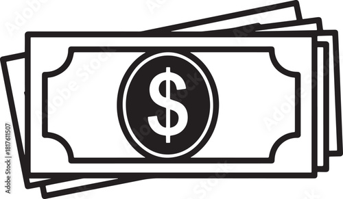 Stack Of Banknotes With Dollar Coin In Center money cash